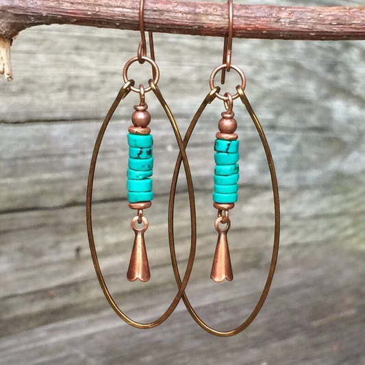 Turquoise Dangling Bronze Earrings