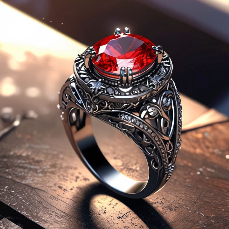 Exotic Ruby Silver Ring