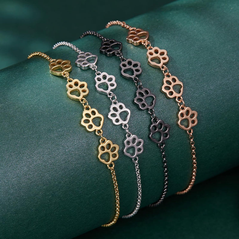Sterling Silver Paw Print Bracelet ��� Adjustable Fit