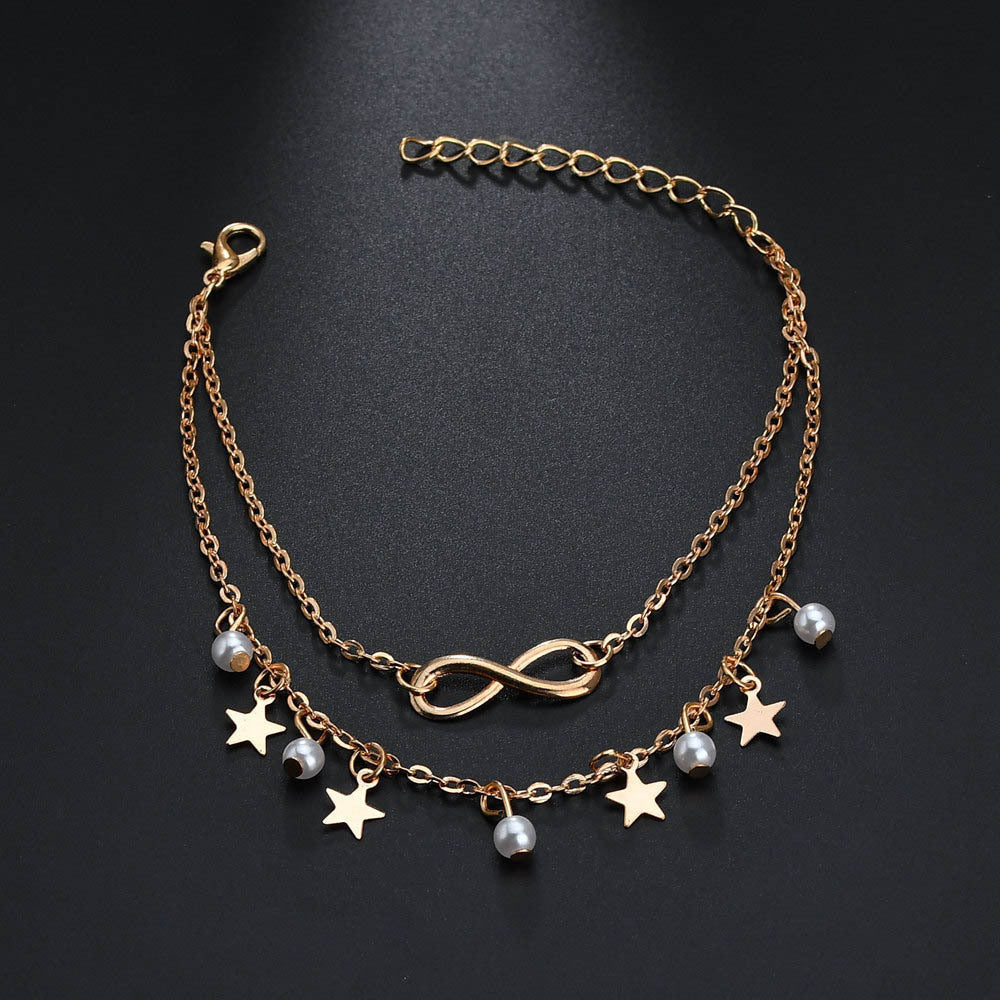 Infinity Anklet Bracelet + Pearls And Stars