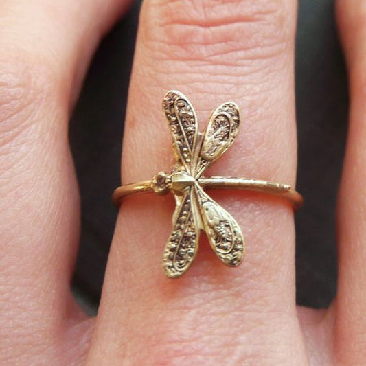 Gold Dragonfly Ring