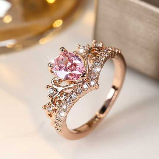 Pink Crown Pavé Ring