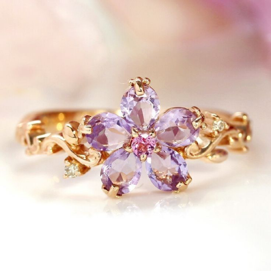 Violet Bloom Floral Ring
