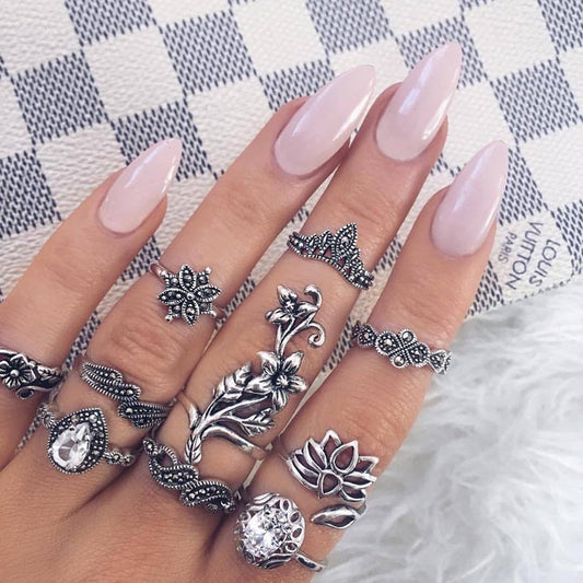 Enchanted Forest Rings Pack In Antique Silver