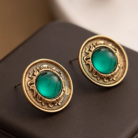 Turquoise Crystal Golden Earrings
