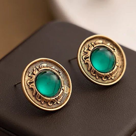 Turquoise Crystal Golden Earrings