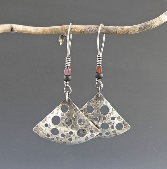 Silver Hollow Slice Earrings
