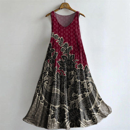Women's Vintage Floral Tattoo Pattern Art Print Sleeveless Cotton Pock