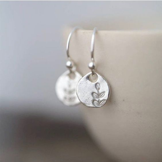 Silver Flower Water Drop Earrings