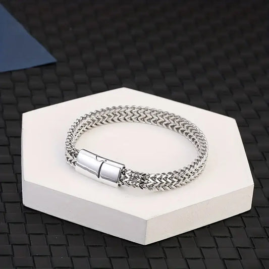 Stainless Steel Braided Chain Magnetic Buckle Bracelet