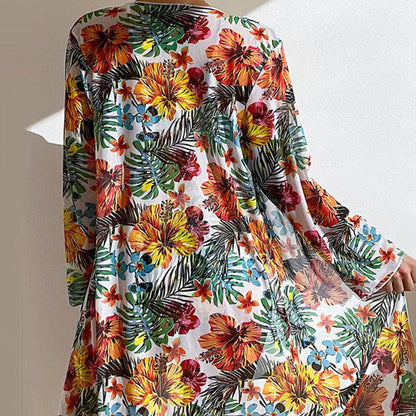 LD | 3-delige bikini met bloemen en gewaad