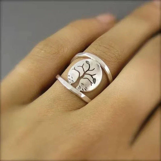 Tree Of Life Adjustable Silver Ring