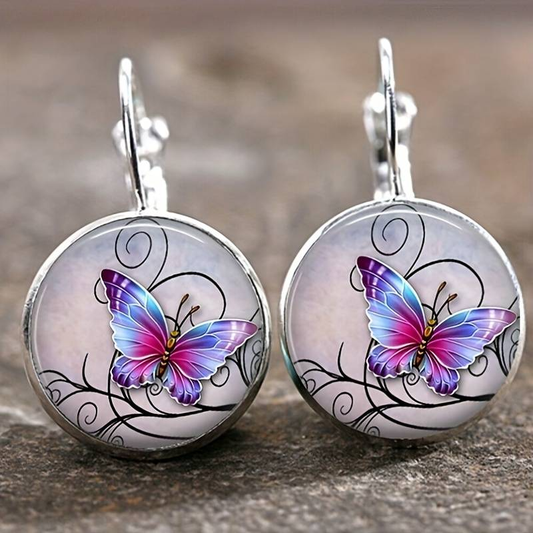 Rounded Crystal Butterfly Earrings