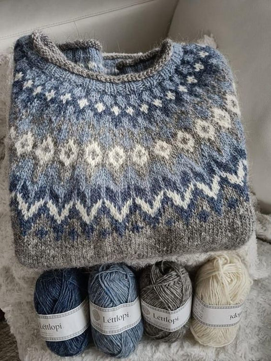 Fairman Island Geometric Contrast Print Sweater elevenforest