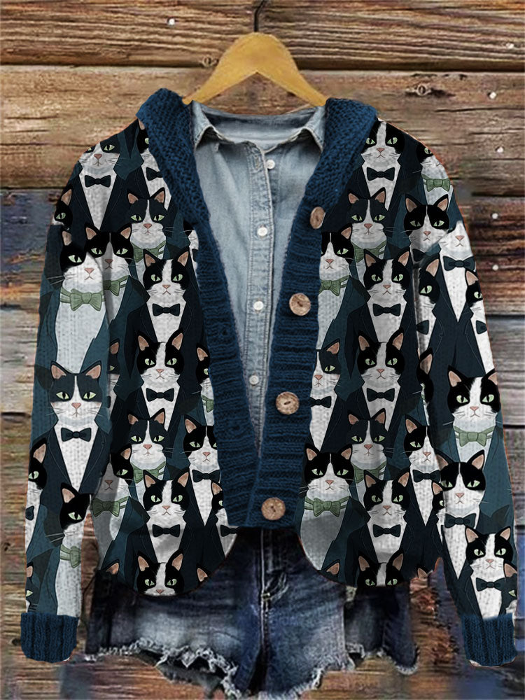 Colorful Cat Pattern Women's Cardigan elevenforest