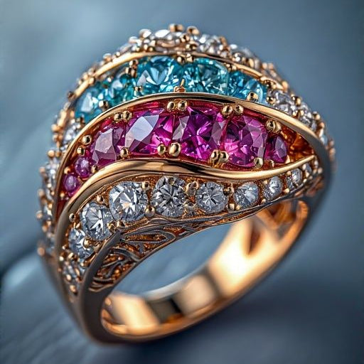 Colorful Inlaid Zirconia Cocktail Ring