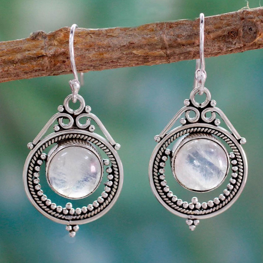 Rounded Moonstone Earrings