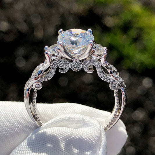 White Crystalline Stone Silver Ring