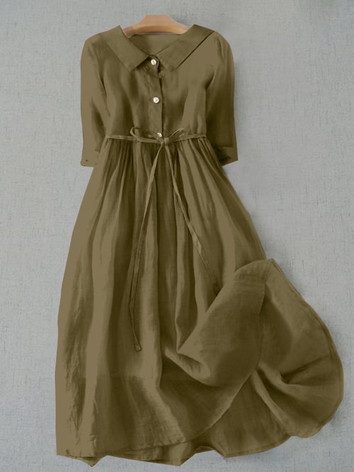 LD Literaire effen katoenen jurk