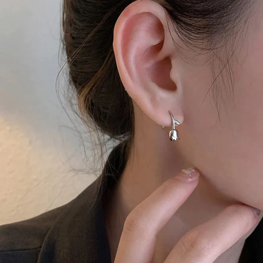 Silver Rose Earrings