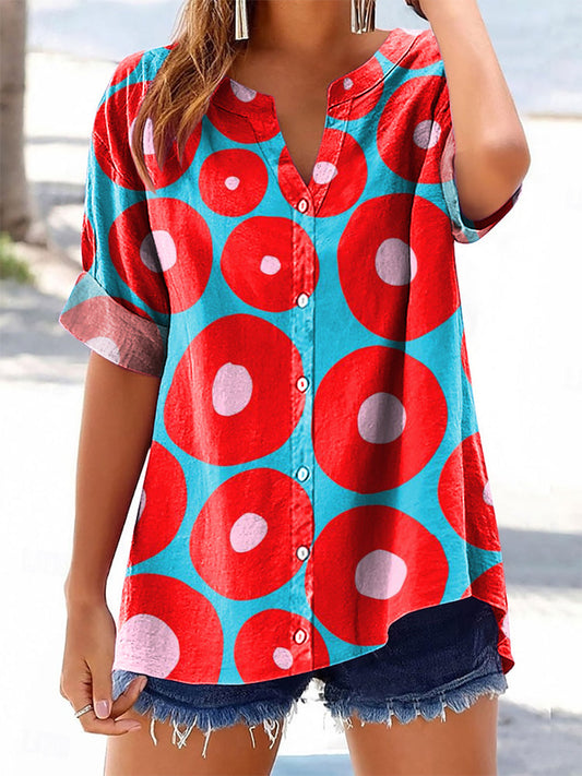Women's Colorful Retro Abstraction Art Print Casual Cotton And Linen S