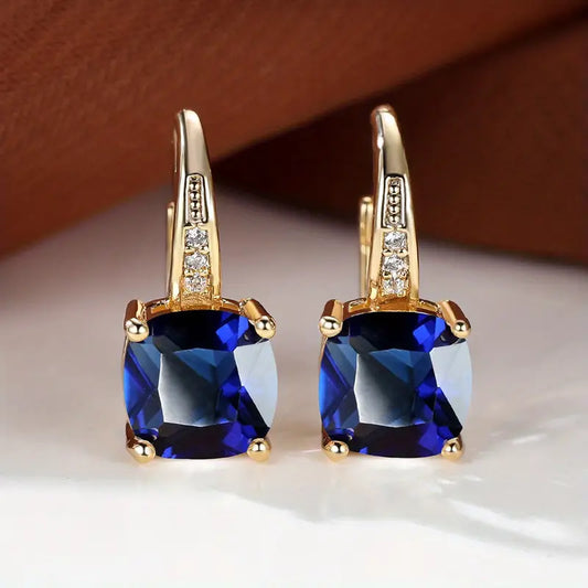 Sapphire Stone Hoop Earrings