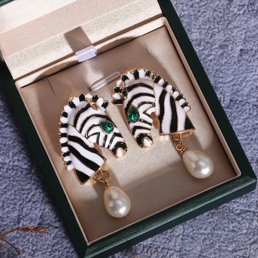 Zebra Pearl Earrings