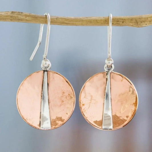 Vintage Round Silver Earrings With Brilliant-cut Zircons