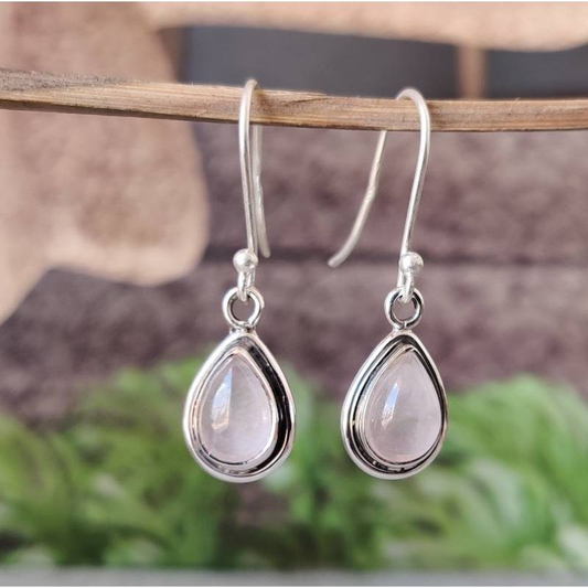 White Crystal Drop Earrings