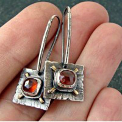 Square Red Crystal Earrings