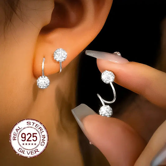 Super Sparkly Double-headed Spiral Earrings With Zirconia
