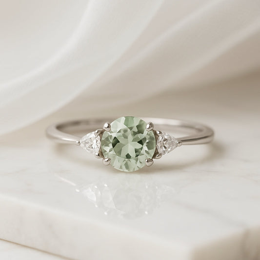 Green Amethyst Sterling Silver Ring