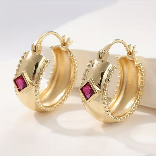 Ruby Hoop Earrings