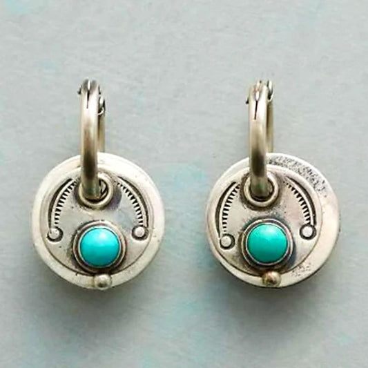 Boho Earrings With Turquoise Opal In Sterling Silver