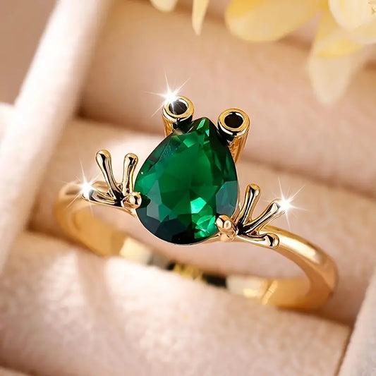 Green Frog Gold Ring