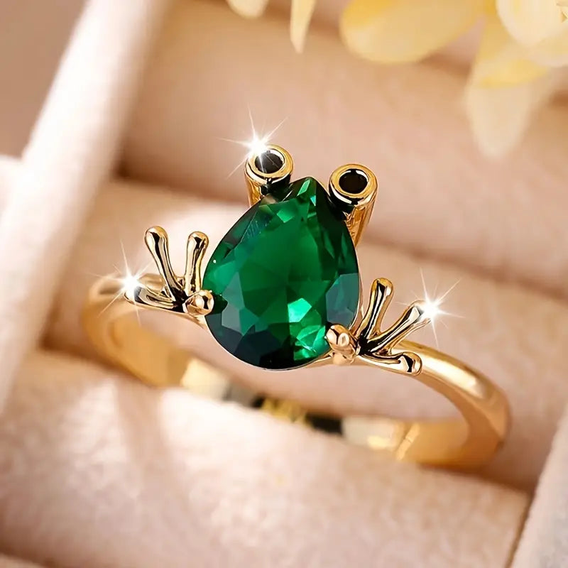 Green Frog Gold Ring