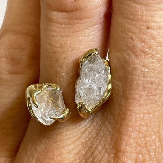 White Glass Forged Open Ring