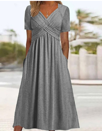 LD Eenvoudige jurk met V-hals