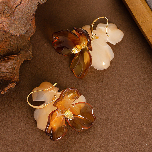 Amber Flower Earrings
