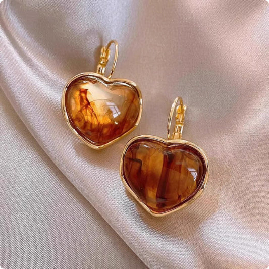 Amber Heart Earrings