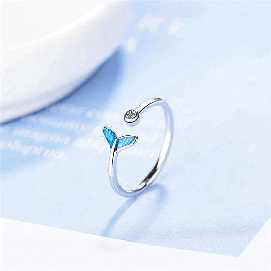 Whale Tail Ring In Silver And Zirconia