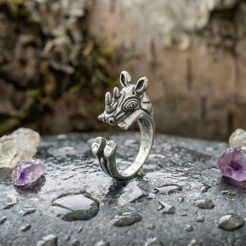 Antique Silver Rhino Ring