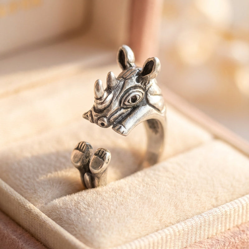 Antique Silver Rhino Ring