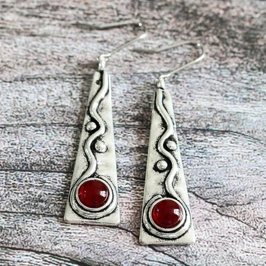 Artisan Silver Geometric Red Stone
