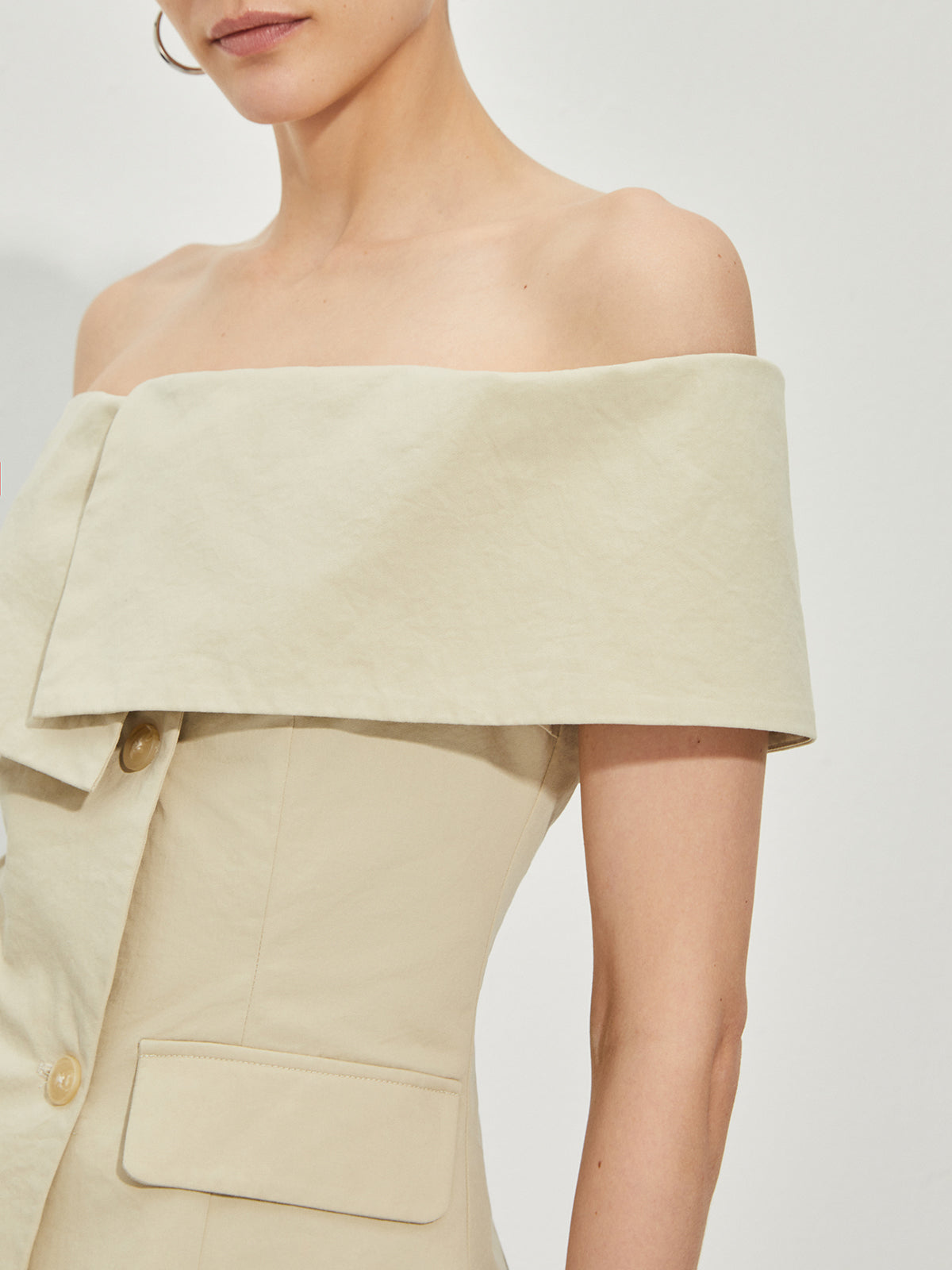 LD Blazer Épaule Nue Ajusté à Motifs Patchwork