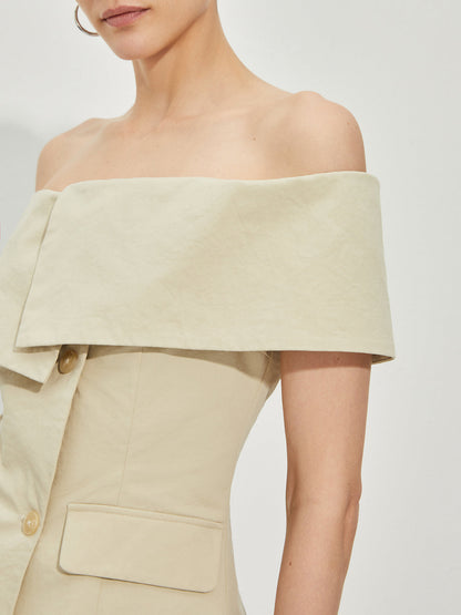 LD Blazer Épaule Nue Ajusté à Motifs Patchwork