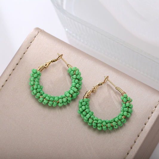 Beaded Green Earrings