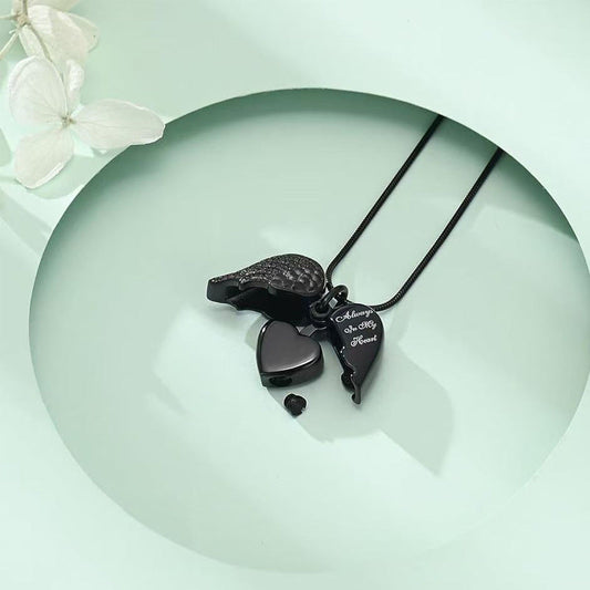 Black Angel Wing Heart Necklace