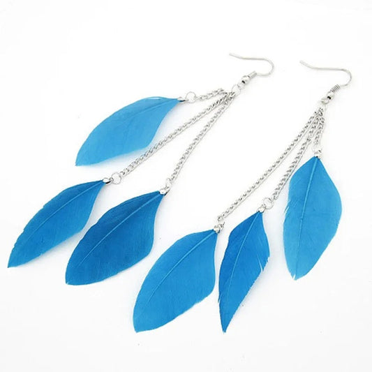 Blue Feather Earrings