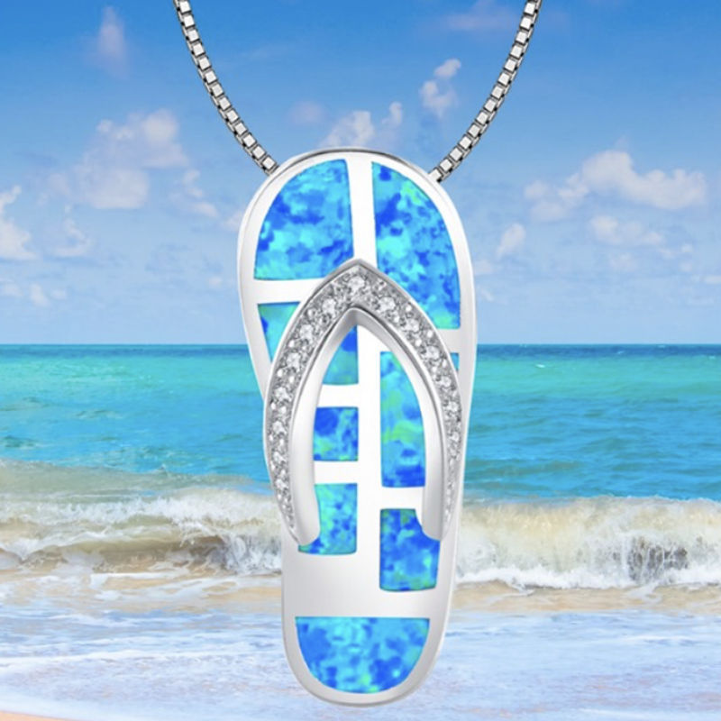 Blue Opal Cross Necklace